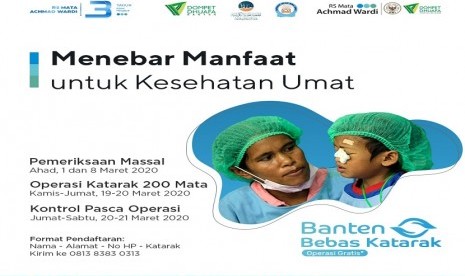 Dalam rangka memperingati Milad Rumah Sakit Mata Achmad Wardi BWI-DD yang memasuki tahun ke 3, RS Mata Achmad Wardi BWI-DD kembali menggelar bakti sosial #BantenBebasKatarak untuk 200 mata dhuafa.