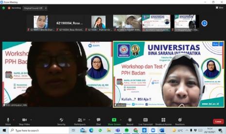 Dalam rangka meningkatkan kompetensi mahasiswa dalam memahami materi perkuliahan sesuai program studi yang dipilih, Program Studi (prodi) Manajemen Pajak Universitas BSI (Bina Sarana Informatika) mengadakan workshop dan test online PPh Badan. Kegiatan ini digelar secara daring lewat zoom, pada Kamis (28/10) silam.