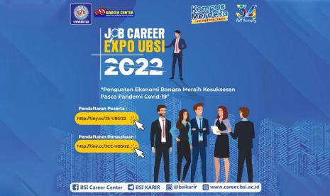 Dalam rangka menyambut Hari Ulang Tahun (HUT) Universitas BSI (Bina Sarana Informatika) ke–34 dengan tema bertajuk Bersinergi Membangun Negeri, Universitas BSI bekerja sama dengan BSI Career Center (BCC) akan menggelar Job Career Expo Universitas BSI 2022. 