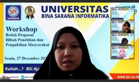 Dalam rangka peningkatan kualitas penelitian dan pengabdian masyarakat, Lembaga Penelitian dan Pengabdian Kepada Masyarakat (LPPM) Universitas BSI (Bina Sarana Informatika), mengadakan Workshop Bedah Proposal Hibah Penelitian dan Pengabdian Kepada Masyarakat Kemdikbud Tahun 2021 yang dilakukan secara online melalui zoom meeting, pada Senin (27/12). 