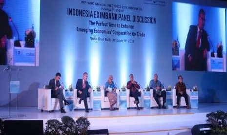 Dalam rangkaian kegiatan IMF/WBG Annual Meetings 2018 di Nusa Dua, Bali, LPEI berkesempatan menyelenggarakan diskusi panel dengan mengambil tema 'The Perfect Time to Enhance Emerging Economies Cooperation on Trade'