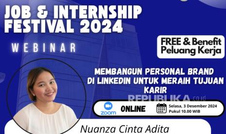 Dalam rangkaian kegiatan Job and Internship Festival (JIF) 2024, Nusa Mandiri Career Center (NCC), pusat karier Universitas Nusa Mandiri (UNM) akan menghadirkan webinar inspiratif. 