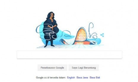 Dame Zaha Mohammad Hadid atau yang lebih dikenal Zaha Hadid menjadi doodle mesin pencari Google, Rabu (31/5).