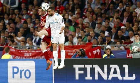 Dani Carvajal (kanan) saat tampil pada final Liga Champions 2018.