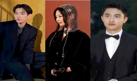 Dari kiri ke kanan: Baekhyun EXO, Jennie Blackpink, dan DO EXO. Ketiga idol ini menjadi beberapa di antaranya yang mendirikan label agensi sendiri. 