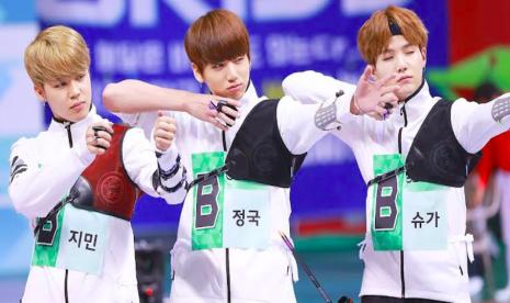 Dari kiri ke kanan: Jimin, Jungkook, dan Suga BTS saat di ISAC beberapa tahun lalu. ISAC dikabarkan akan digelar lagi pada 2024.