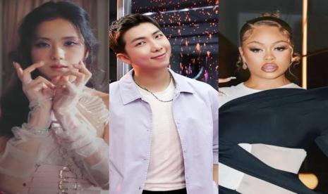 Dari kiri ke kanan: Jisoo Blackpink, RM BTS, dan Latto. Ketiganya terseret dalam tagar Apoloze tp Muslims