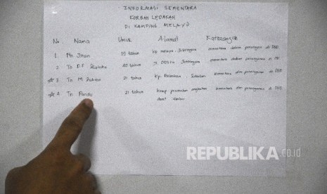 Data korban ledakan yang dirawat di RS Hermina, Jatinegara, Jakarta, Kamis (25/5). RS Hermina merawat empat korban ledakan bom bunuh diiri di Kampung Melayu yang terjadi pada Rabu (24/5) sekitar pukul 21.00 WIB.