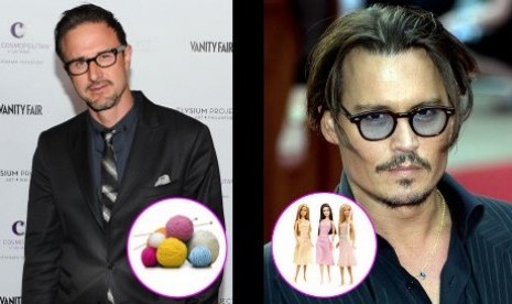 David Arquette (kiri) gemar merajud dan Johnny Deep suka bermain boneka Barbie