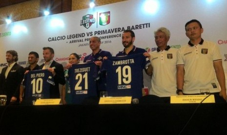 Jumpa pers Calcio Legend Vs Primavera Baretti Indonesia di Jakarta, Jumat (20/5).