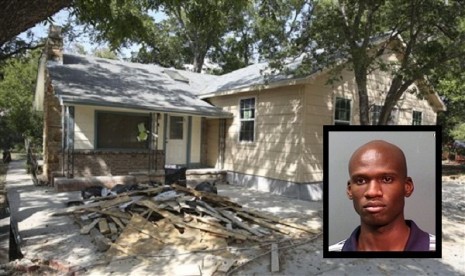 Debris sits in front of the last known address of Aaron Alexis (photo in box) Monday, Sept. 16, 2013, in Fort Worth, Texas. Police have identified Alexis as the gunman in Monday's shooting rampage at at the Washington Navy Yard in Washington. 