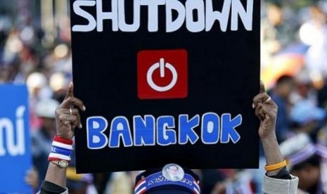 Demonstrasi Bangkok Shutdown di ibu kota Thailand, Bangkok, Senin (13/1)