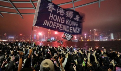 Demonstrasi terjadi mewarnai pergantian Tahun Baru di Hong Kong.