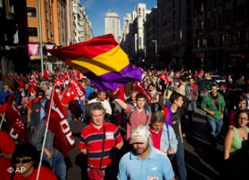 Demonstrasi di Madrid, Spanyol.