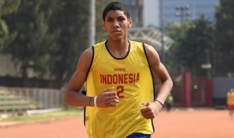 Derrick Michael, center timnas basket putra Indonesia di ASEAN School Games 2019.