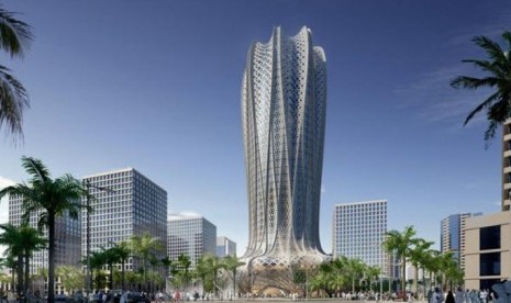 Desain hotel berbentuk bunga gurun yang akan dibangun di qatar.