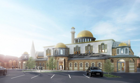 Desain masjid baru yang akan dibangun di Jalan Blackburn, Bolton, Inggris 