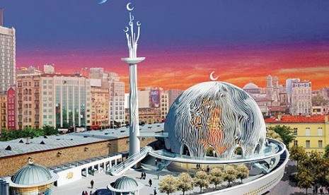 Desain masjid yang akan dibangun di Istanbul, Turki.