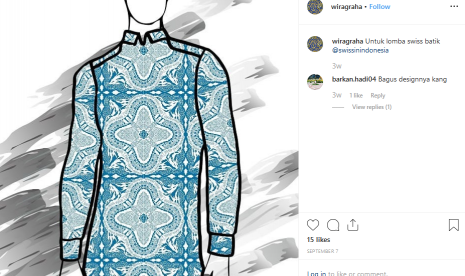 Desain motif batik bernuansa pegunungan Alpen karya Satya Wiragraha.