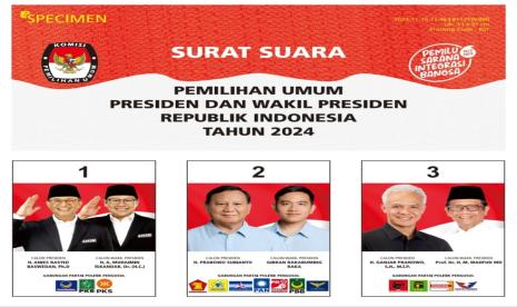 Desain surat suara Pilpres 2024.