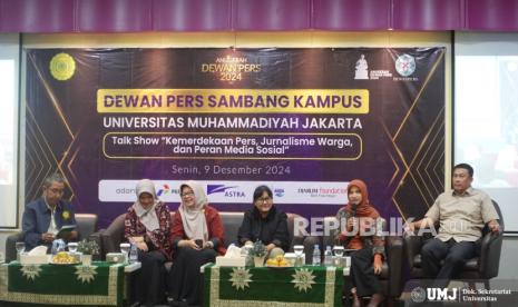 Talkshow Kemerdekaan Pers, Jurnalisme Warga dan peran media sosial diadakan di Auditorium Fakultas Ilmu Pendidikan UMJ, Senin (9/12/2024).