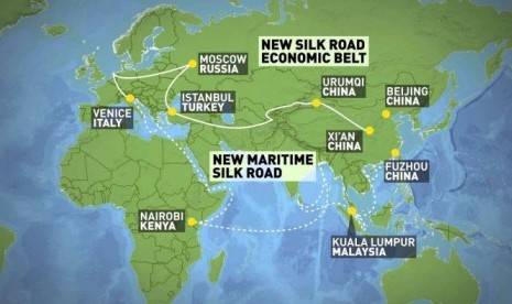 Diagram Rencana Cina untuk 'Jalur Sutra Baru'