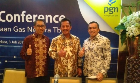 Direksi PT. Perusahaan Gas Negara (PGN) menjelaskan rencana transaksi akuisisi Pertagas kepada PGN di Hotel Grand Hyatt, Selasa (3/7). 