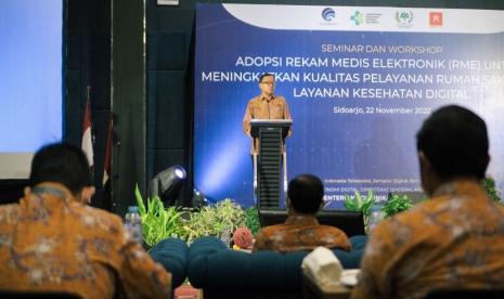 Direktorat Ekonomi Digital Kementerian Komunikasi dan Informatika (Kemenkominfo) menggelar Workshop dan Seminar Adopsi Rekam Medis Elektronik (RME) untuk Meningkatkan Kualitas Pelayanan Rumah Sakit di Era Layanan Kesehatan Digital, di Kabupaten Sidoarjo, Jawa Timur.