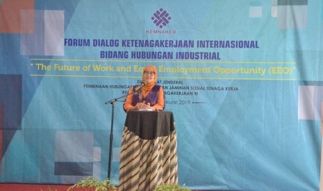 Direktorat Jenderal Pembinaan Hubungan Industrial dan Jaminan Sosial Kemenaker Haiyani Rumondang. 