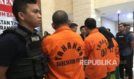 Direktorat Tindak Pidana Umum Bareskrim Polri memamerkan pelaku tindak pidana perdagangan orang (TPPO) di kantor Bareskrim Polri (ilustrasi). 