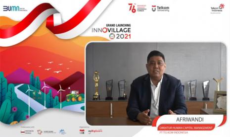 Direktur Human Capital Management Telkom Afriwandi. PT Telkom Indonesia (Persero) Tbk (Telkom) menutup 2022 dengan menyelenggarakan puncak acara program kompetisi tahunan Innovillage, yang sudah memasuki tahun ketiga.