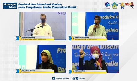  Direktur Jenderal Informasi dan Komunikasi Publik, Kementerian Kominfo, Usman Kansong  saat memberikan sambutan dalam acara Bimbingan Teknis (Bimtek) Produksi dan Diseminasi Konten, serta Pengelolaan Media Komunikasi Publik, di Bali, Kamis (05/11).