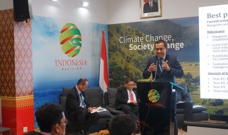 Direktur Jenderal Pengelolaan Ruang Laut Brahmantya Satyamurti Poerwadi di sela-sela perhelatan akbar Konferensi pengendalian perubahan iklim pada pertemuan tahunan negara United Nations Framework Convention on Climate Change (UNFCCC) ke-24 di Katowice, Polandia.