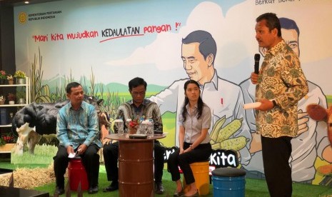 Direktur Jenderal Peternakan dan Kesehatan Hewan (PKH) Kementerian Pertanian I Ketut Diarmita dalam acara ngonrol santai di Gedung PIA Kementan, Selasa (8/1). 