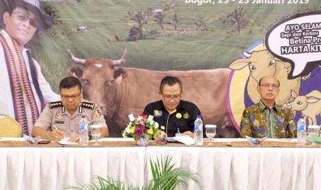 Direktur Kesehatan Masyarakat Veteriner Ditjen PKH, Syamsul Ma’arif dalam Koordinasi dan Advokasi Pengendalian Pemotongan Betina Produktif yang digelar 23-25 Januari 2019 di Hotel Sahira, Bogor, Jawa Barat. 