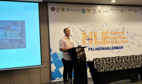 Direktur Lalu Lintas dan Angkutan Laut Capt Hendri Ginting pada acara  'Go Live Implementasi National Logistic Ecosystem (NLE) di Pelabuhan Lembar', Kamis (6/7) .