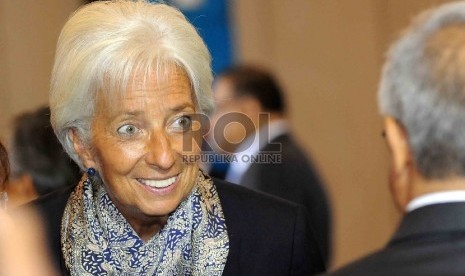 Direktur Pelaksana Dana Moneter Internasional (IMF) Christine Lagarde saat konferensi internasional bertajuk Future of Asia's Finance: Financing For Development 2015 di Jakarta, Rabu (2/9).