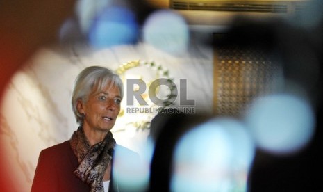 Direktur Pelaksana Dana Moneter Internasional (IMF) Christine Lagarde saat melakukan kunjungan di kantor DPR RI di Kompleks Parlemen, Senayan, Jakarta, Rabu (2/9).