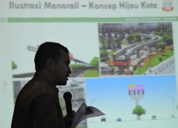 Presentasi proyek pembangunan monorel (ilustrasi). 