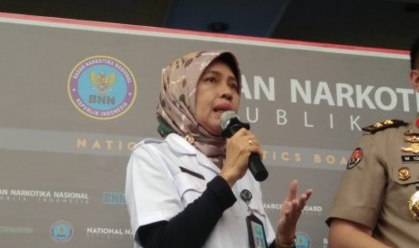 Direktur Penguatan Lembaga Rehabilitasi Instansi Pemerintah BNN Riza Sarasvita berbicara mengenai rehabilitasi yang akan dijalani Andi Arief, Rabu (6/3).