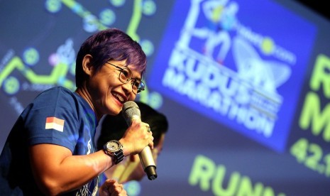 Direktur runID, Bertha Gani menjelaskan tentang ajang Tiket.com Kudus Relay Marathon 2018