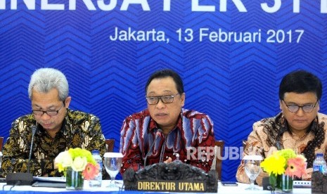 Direktur Utama Bank BTN Maryono (tengah) bersama Direktur Strategic Complaine and Risk Bank BTN Mansyur Nasution, serta Direktur keuangan Bank BTN Imam Nugroho Soeko (dari kiri).