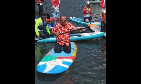 Direktur Utama BPJS ketenagakerjaan Agus Susanto, saya mengikuti the 1st Jatiluhur Stand up Paddle and kayak 2019. Ahad (14/7) di Waduk Jatiluhur 