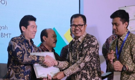 Direktur Utama LPDB-KUMKM, Braman Setyo kala membuka  Indonesia Syariah Fair (Insyaf) 2018 di Balai Kartini, Jakarta, Selasa (27/11).