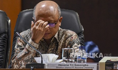 Direktur Utama PT Asuransi Jiwasraya Hexana Tri Sasongko menghadiri acara diksusi Penyelesaian Gagal Bayar Jiwasraya di komplek Parlemen, Jakarta, Rabu (15/1/2020).