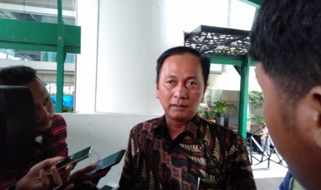 Direktur Utama Surya Dhoho Investama Susanto Widyatmoko usai menghadiri rapat koordinasi Bandara Kediri di Gedung Kementerian Koordinator Bidang Kemaritiman dan Investasi, Kamis (16/1).