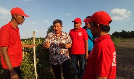 Dirjen Hortikultura Prihasto Setyanto sedang berbicara dengan para petani di Blitar