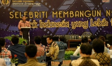 Dirjen Pajak Sigit Priadi Pramudito dalam acara sosialisasi perpajakan di Jakarta, Kamis (12/2).