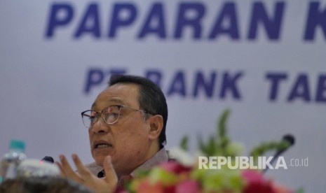 Dirut Bank Tabungan Negara Maryono memaparkan kinerja perseroan selama semester pertama 2018 di Jakarta, Rabu (18/7). BTN berhasil meningkatkan penyaluran kredit sebesar 19.14% secara year on year setara Rp 211,35 triliun. 