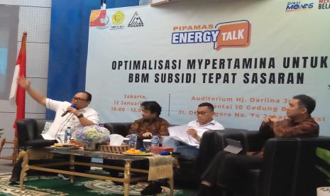 Diskusi bertajuk Optimalisasi MyPertamina untuk BBM Subsidi Tepat Sasaran, di Universitas Persada Indonesia YAI, Jakarta, Kamis (12/1/2023).